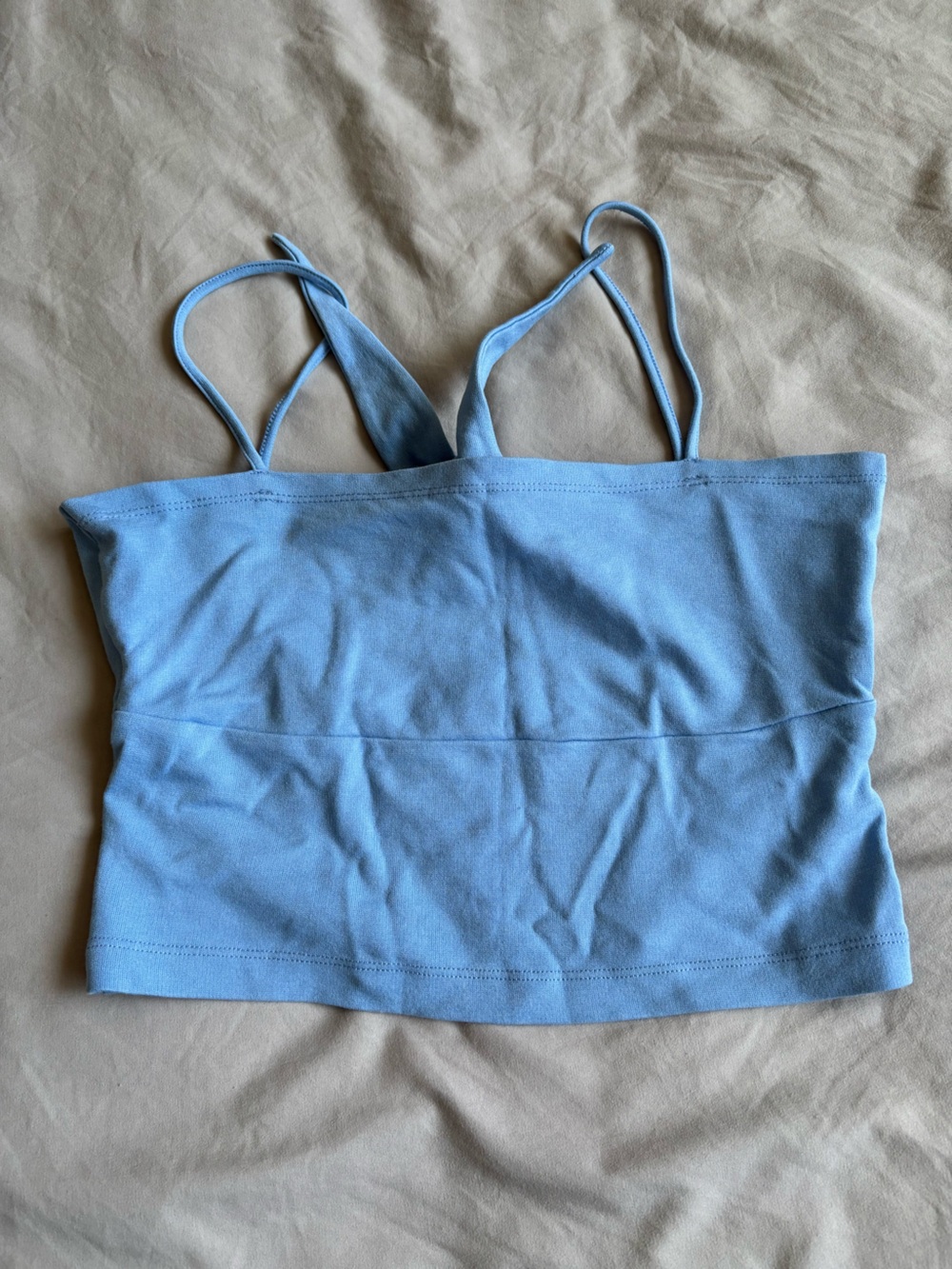 Zara Sky Blue Tie Open Back Crop Tank